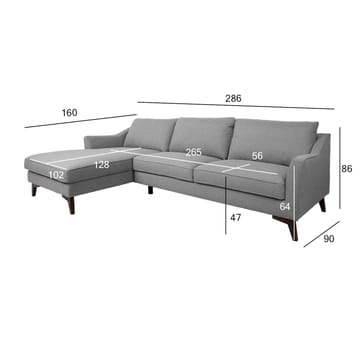 Hjørnesofa HOME4YOU Birgit venstre hjørne grå - grå - Møbler - Sofaer - Sofa med chaiselong