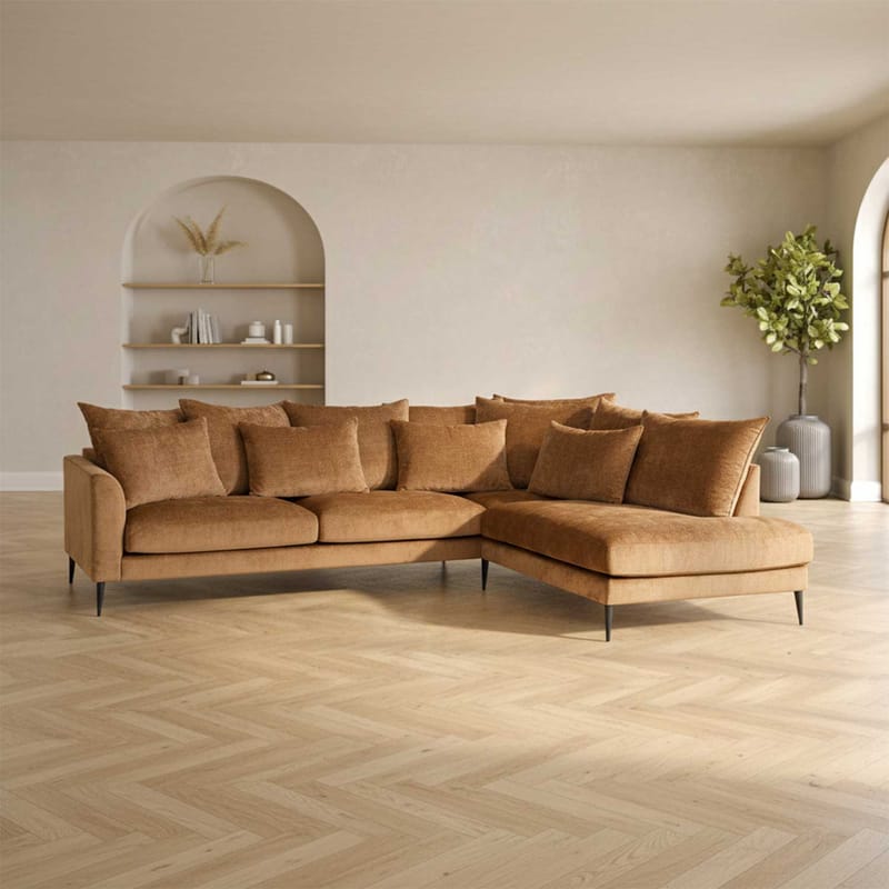 Hjørnesofa HOME4YOU Lartes brun Højre hjørne - Brun - Møbler - Sofaer - Hjørnesofa - Hjørnesofa med chaiselong