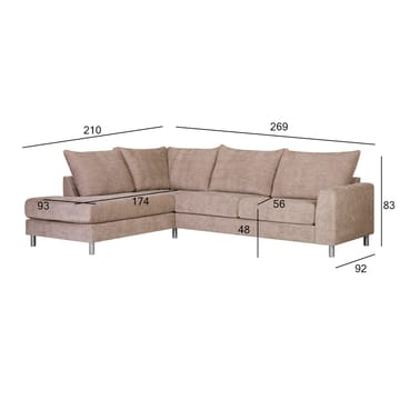 Hjørnesofa HOME4YOU Leila venstre hjørne - Beige - Møbler - Sofaer - Sofa med chaiselong