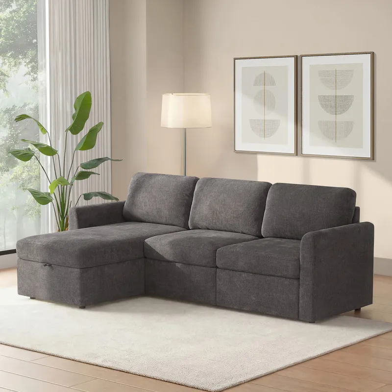 Hjørnesofa Loft24 Nordhus Antracitgrå Bouclé - Antracit - Møbler - Sofaer - Hjørnesofa - Hjørnesofa med chaiselong
