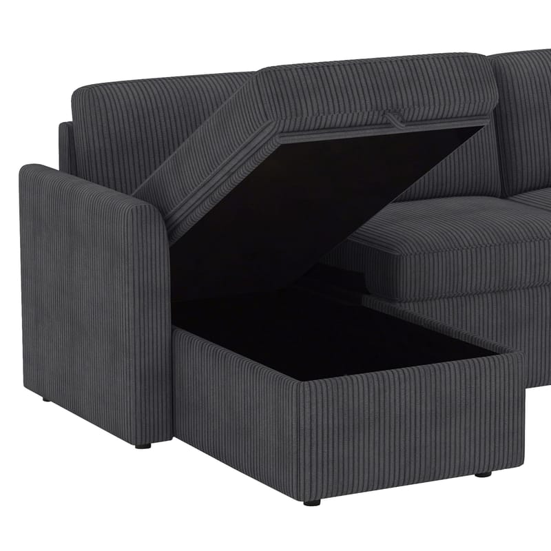 Hjørnesofa Loft24 Nordhus Antracitgrå Fløjl - Antracit - Møbler - Sofaer - Hjørnesofa - Hjørnesofa med chaiselong