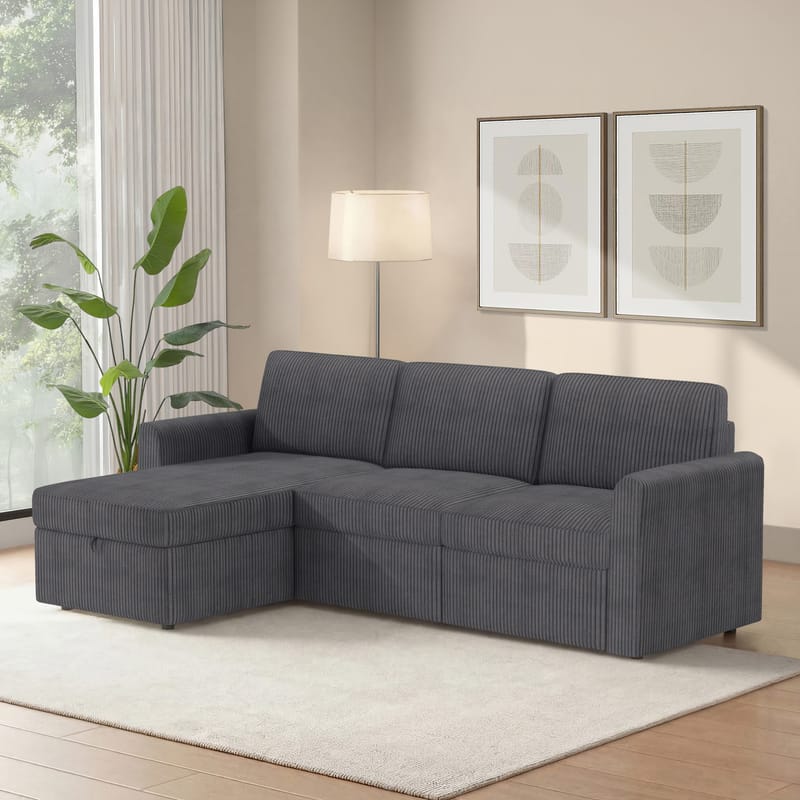 Hjørnesofa Loft24 Nordhus Antracitgrå Fløjl - Antracit - Møbler - Sofaer - Hjørnesofa - Hjørnesofa med chaiselong