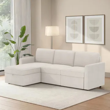 Hjørnesofa Loft24 Nordhus Creme Bouclé - Creme - Møbler - Sofaer - Hjørnesofa - Hjørnesofa med chaiselong