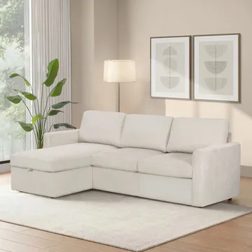 Hjørnesofa Loft24 Nordhus Creme Fløjl - Creme - Møbler - Sofaer - Hjørnesofa - Hjørnesofa med chaiselong