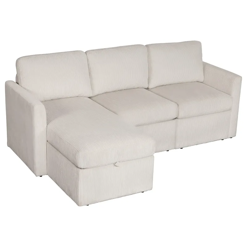 Hjørnesofa Loft24 Nordhus Creme Fløjl - Creme - Møbler - Sofaer - Hjørnesofa - Hjørnesofa med chaiselong