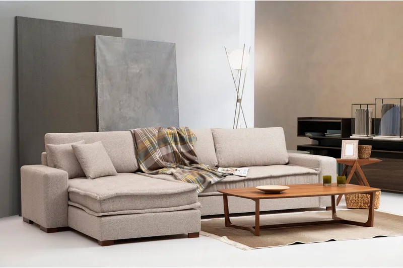 Gladfield Chaiselongsofa 3-personers - Beige - Møbler - Sofaer - Hjørnesofa - Hjørnesofa med chaiselong