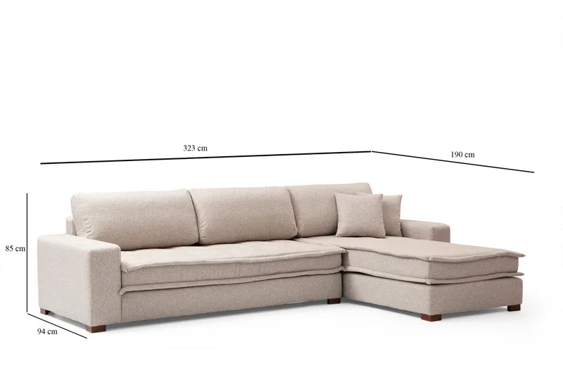 Gladfield Chaiselongsofa 3-personers - Beige - Møbler - Sofaer - Hjørnesofa - Hjørnesofa med chaiselong
