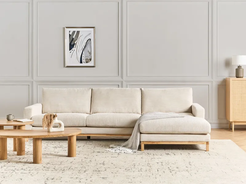 Hjørnesofa Siggard - Lys beige - Møbler - Sofaer - Sofa med chaiselong - 4 personers sofa med chaiselong