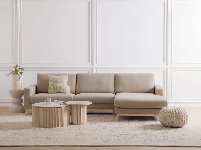 Hjørnesofa Siggard - Taupe - Møbler - Sofaer - Sofa med chaiselong - 4 personers sofa med chaiselong