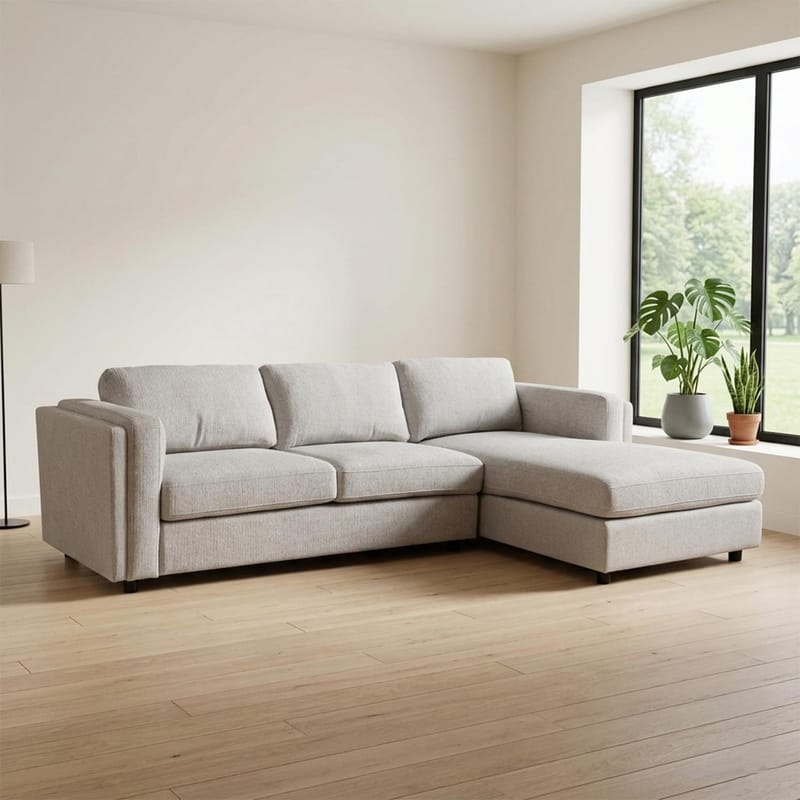 Hjørnesofa Ulnora Højre - Grå - Møbler - Sofaer - Hjørnesofa - Hjørnesofa med chaiselong