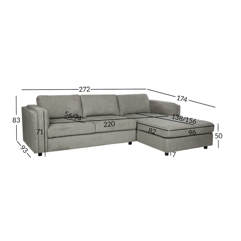 Hjørnesofa Ulnora Højre - Grøn - Møbler - Sofaer - Hjørnesofa - Hjørnesofa med chaiselong