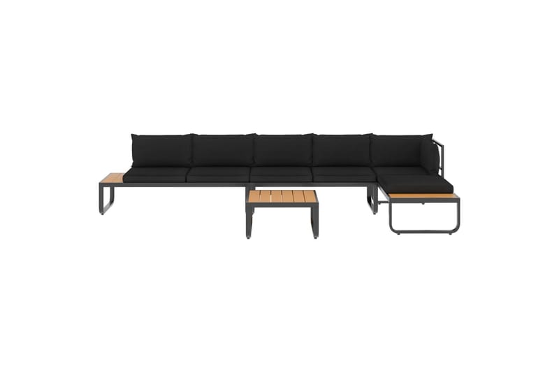 Hjørnesofasæt Til Haven 4 Dele med Hynder Aluminium Wpc - Grå - Havemøbler - Loungemøbler - Loungesofaer