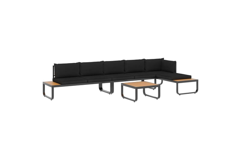 Hjørnesofasæt Til Haven 4 Dele med Hynder Aluminium Wpc - Grå - Havemøbler - Loungemøbler - Loungesofaer