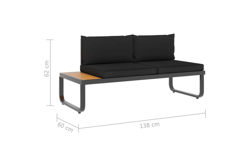 Hjørnesofasæt Til Haven 4 Dele med Hynder Aluminium Wpc - Grå - Havemøbler - Loungemøbler - Loungesofaer