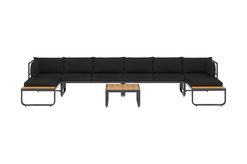 Hjørnesofasæt Til Haven 5 Dele med Hynder Aluminium Wpc - Grå - Havemøbler - Loungemøbler - Loungesofaer