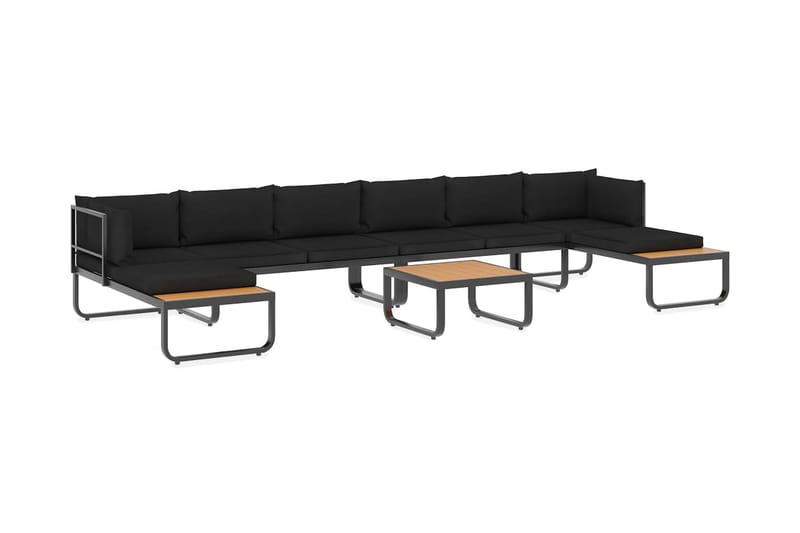 Hjørnesofasæt Til Haven 5 Dele med Hynder Aluminium Wpc - Grå - Havemøbler - Loungemøbler - Loungesofaer