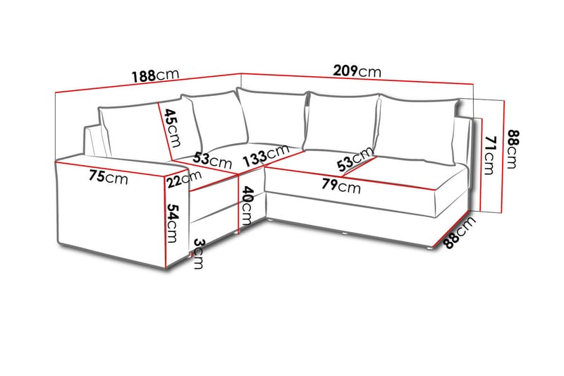 Julissa Hjørnesofa Venstre - Grå/Hvid - Lædersofaer - Hjørnesofa - Velour sofaer