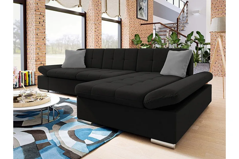Kintore 3-sits Hörnsoffa NO_BRAND Black - Møbler - Sofaer - Hjørnesofa