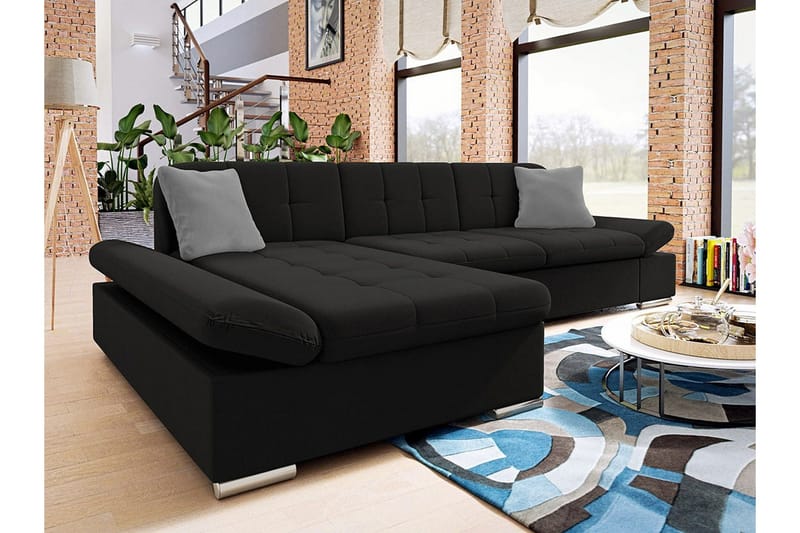 Kintore 3-sits Hörnsoffa NO_BRAND Black - Møbler - Sofaer - Hjørnesofa