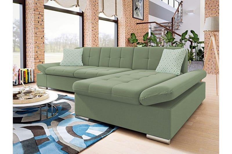Kintore 3-sits Hörnsoffa NO_BRAND Light green - Møbler - Sofaer - Sofa med chaiselong - 3 personers sofa med chaiselong