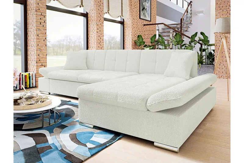 Kintore 3-sits Hörnsoffa White - Møbler - Sofaer - Sofa med chaiselong - 3 personers sofa med chaiselong