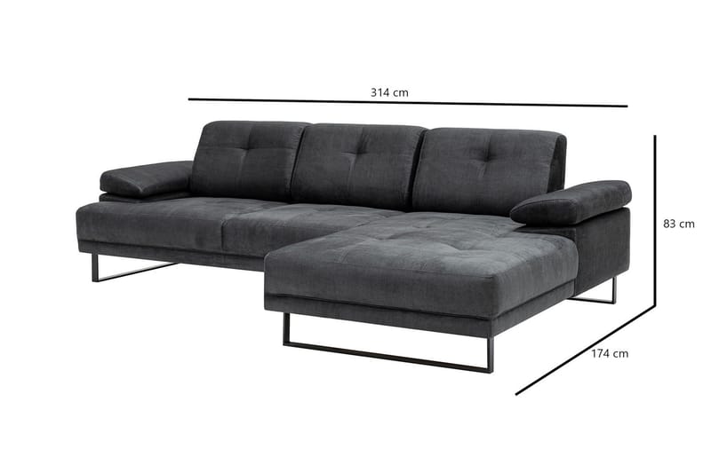 Kitimat Chaiselongsofa 3-personers - Antracit - Møbler - Sofaer - Hjørnesofa - Hjørnesofa med chaiselong