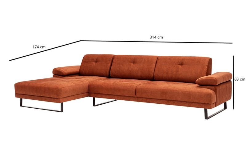 Kitimat Chaiselongsofa 3-personers - Orange - Møbler - Sofaer - Hjørnesofa - Hjørnesofa med chaiselong