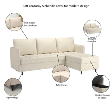 Lindhus Hjørnesofa 3-personers - Brun - Møbler - Sofaer - Sofa med chaiselong