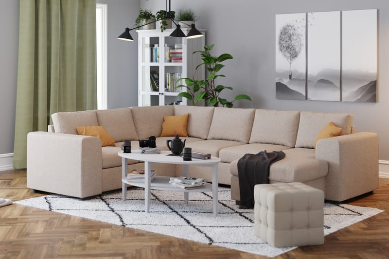 Link 5-personers Vendbar U-formet Hjørnesofa med Divan i Stof - Beige - Møbler - Sofaer - Hjørnesofa - Hjørnesofa med chaiselong
