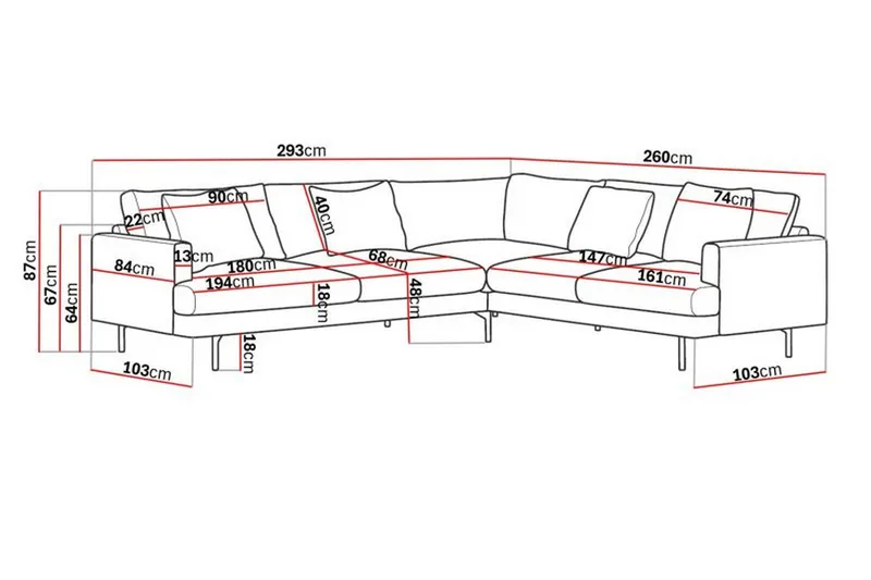Menard 6-personers Højrevendt L-formet Hjørnesofa i Manchester - Beige - Møbler - Sofaer - Hjørnesofa