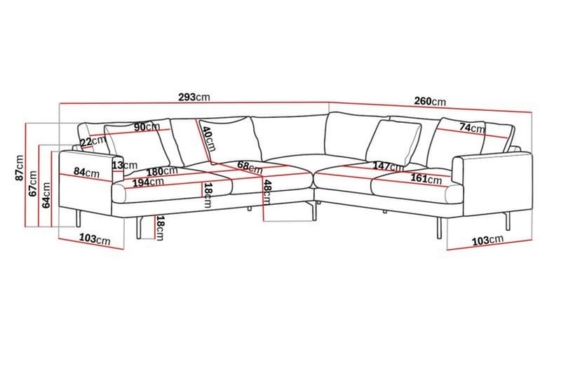 Menard 6-personers Højrevendt L-formet Hjørnesofa i Manchester - Mørkegrå - Møbler - Sofaer - Hjørnesofa