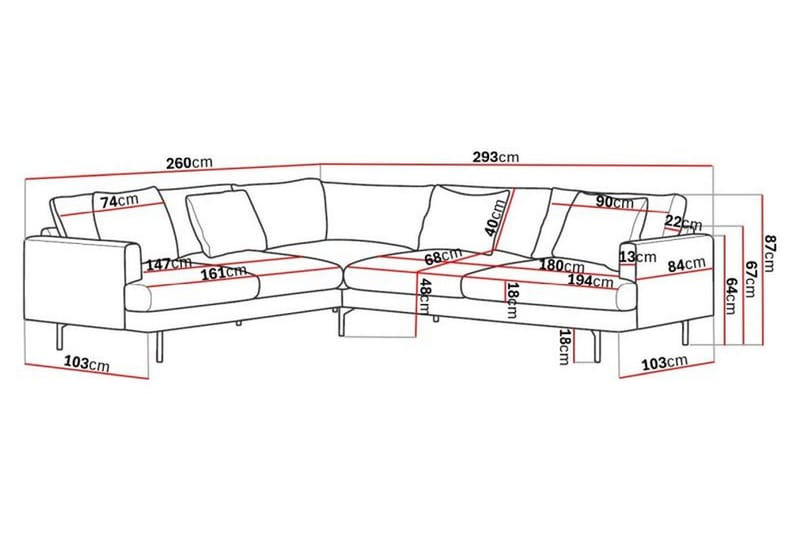 Menard 6-personers Venstrevendt L-formet Hjørnesofa i Manchester - Beige - Møbler - Sofaer - Hjørnesofa
