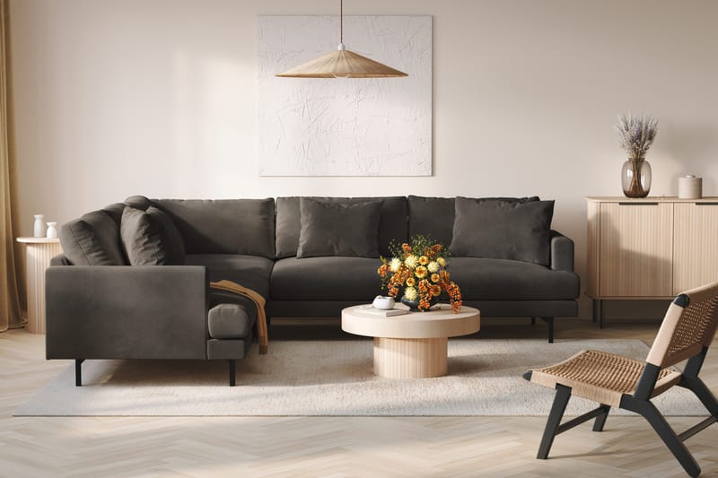 Menard 6-personers Venstrevendt L-formet Hjørnesofa i Manchester - Mørkegrå - Møbler - Sofaer - Hjørnesofa