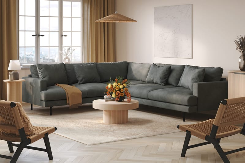 Menard 6-personers Venstrevendt L-formet Hjørnesofa i Manchester - Grå - Møbler - Sofaer - Hjørnesofa