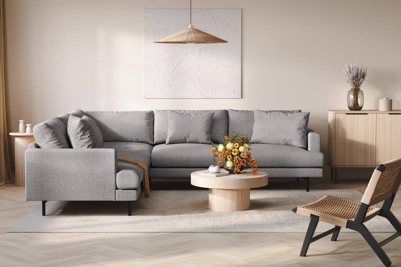 Menard 6-personers Venstrevendt L-formet Hjørnesofa i Stof - Grå - Møbler - Sofaer - Hjørnesofa