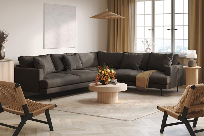 Menard 6-personers Højrevendt L-formet Hjørnesofa i Manchester - Mørkegrå - Møbler - Sofaer - Hjørnesofa