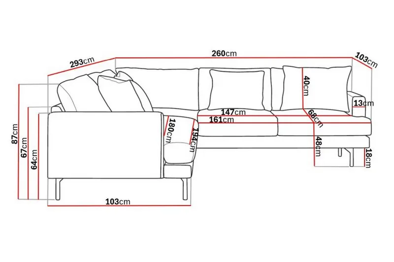 Menard 6-personers Højrevendt L-formet Hjørnesofa i Manchester - Beige - Møbler - Sofaer - Hjørnesofa