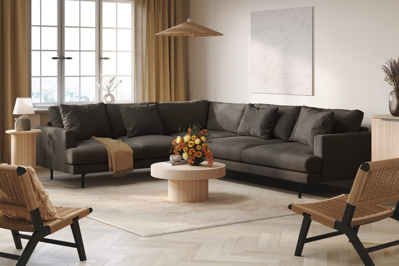 Menard 6-personers Venstrevendt L-formet Hjørnesofa i Manchester - Mørkegrå - Møbler - Sofaer - Hjørnesofa