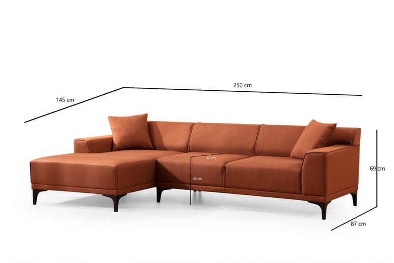 Mississauga Chaiselongsofa 3-personers - Orange - Møbler - Sofaer - Hjørnesofa - Hjørnesofa med chaiselong
