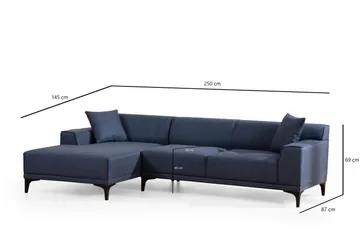 Mississauga Chaiselongsofa 3-personers - Blå - Møbler - Sofaer - Sofa med chaiselong - 3 personers sofa med chaiselong