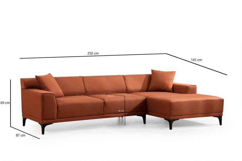 Mississauga Chaiselongsofa 3-personers - Orange - Møbler - Sofaer - Hjørnesofa - Hjørnesofa med chaiselong