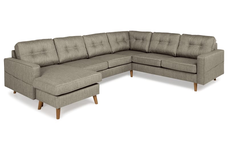 Monroe 5-personers Vendbar U-formet Hjørnesofa med Divan i Stof - Beige / Grå - Møbler - Sofaer - Hjørnesofa - Hjørnesofa med chaiselong