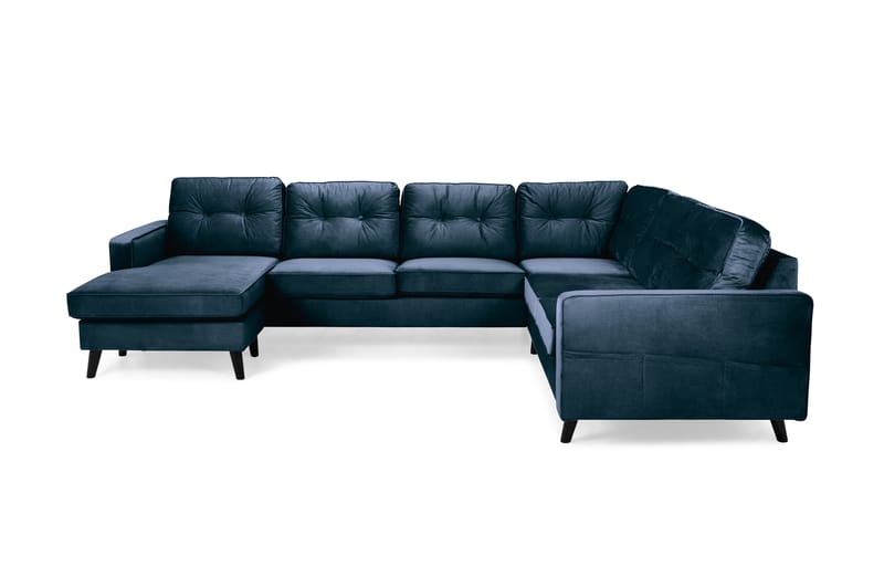 Monroe 5-personers Vendbar U-formet Hjørnesofa med Divan i Fløjl - Blå - Møbler - Sofaer - Hjørnesofa - Hjørnesofa med chaiselong