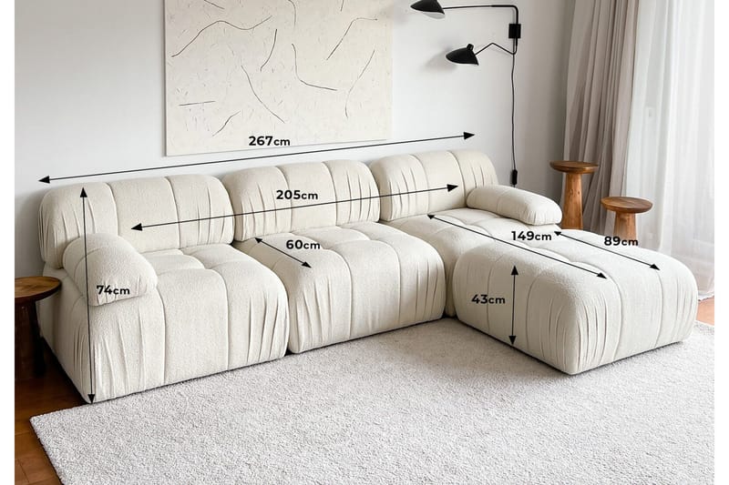 Murum Hjørnesofa 3-pers - Hvid - Møbler - Sofaer - Sofa med chaiselong - 4 personers sofa med chaiselong