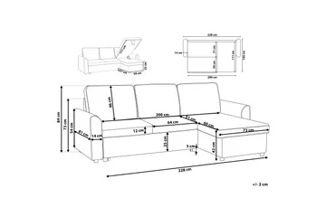 Nesna Hjørnesofa 228 cm - Grå - Møbler - Sofaer - Sovesofaer - Sovesofa chaiselong