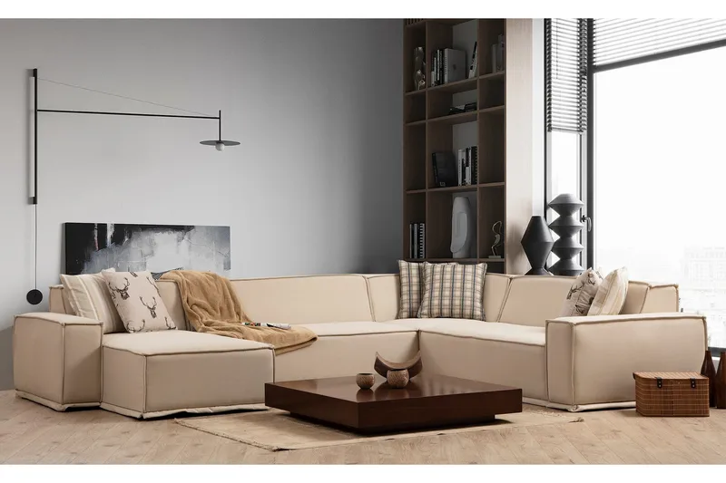 Nightcap Hjørnesofa med Chaiselong 5-personers - Beige - Møbler - Sofaer - Modulsofaer - Komplet modulsofa
