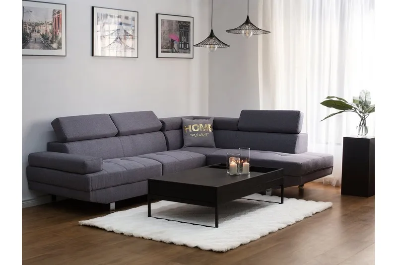 Norrea Hjørnesofa 261 cm - Grå - Møbler - Sofaer - Sofa med chaiselong