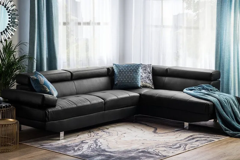 Norrea Hjørnesofa 261 cm - Sort - Møbler - Sofaer - Sofa med chaiselong