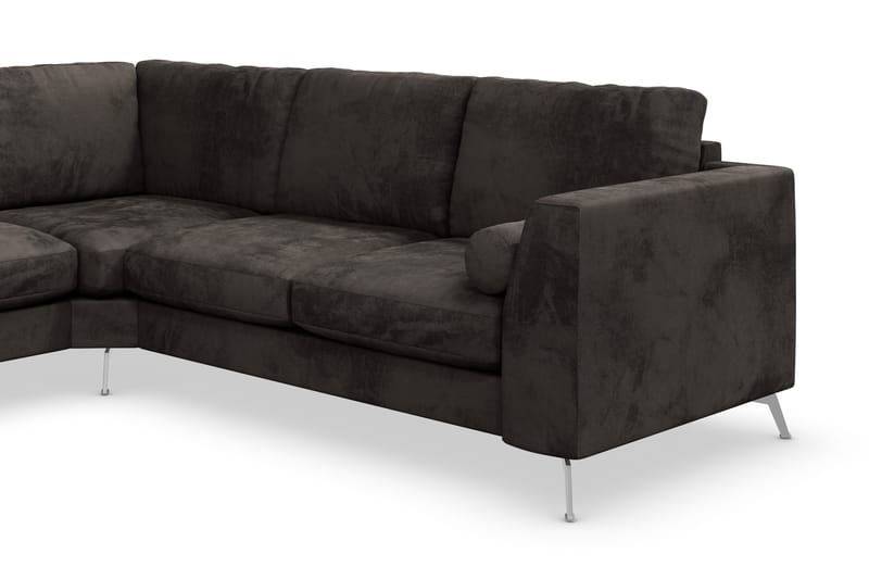Ocean Lyx 5-personers Vendbar L-formet Hjørnesofa i Fløjl - Mørkegrå - Møbler - Sofaer - Hjørnesofa