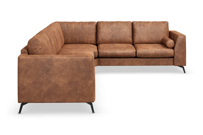 Ocean Lyx 5-personers Vendbar L-formet Hjørnesofa i Kunstlæder - Brun - Møbler - Sofaer - Hjørnesofa